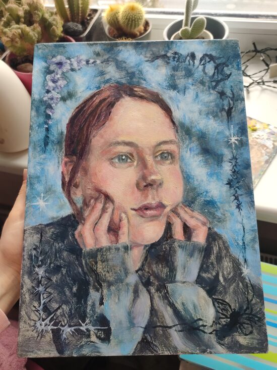 Portrets pēc fotogrāfijas uz audekla ar eļļas krāsām 24x30 cm